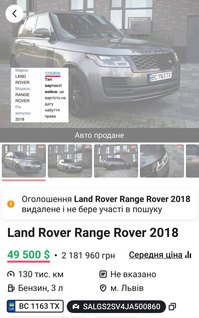 Ілюстрація до публікації «Журналіст Середич опублікував реальну вартість автівок митника-мільйонера Миколи Петришина: Lexus NX (2023) та Range Rover (2018), які задекларував начальник посту «Шегині»…»