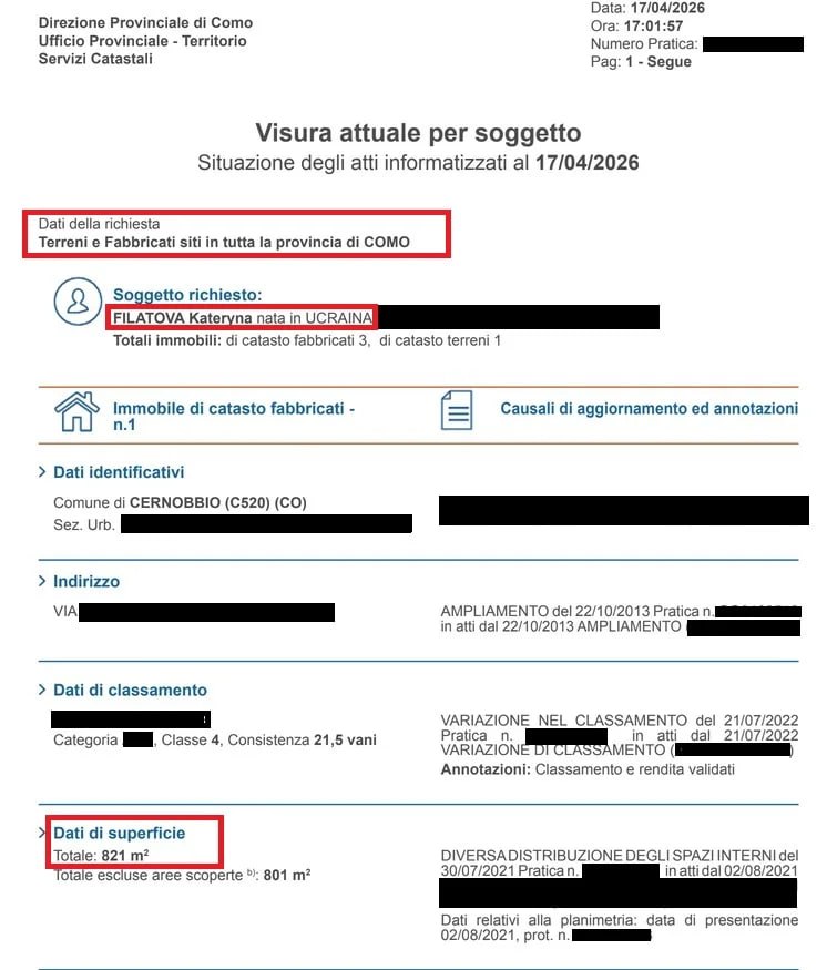 Ілюстрація до публікації «Дочка міського голови Дніпра Бориса Філатова, Катерина, імовірно, є власницею дорогої нерухомості на озері Комо у Італії.»