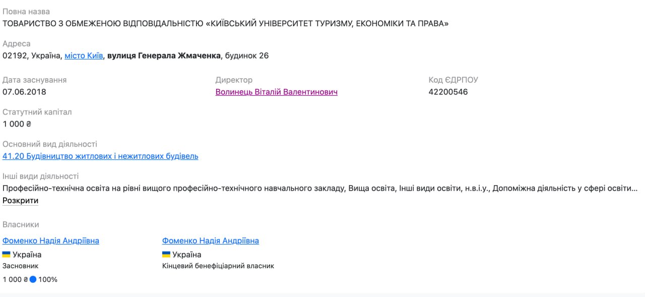 Ілюстрація до публікації «Збираємо дані про директора "Київського університету туризму, економіки та права".»