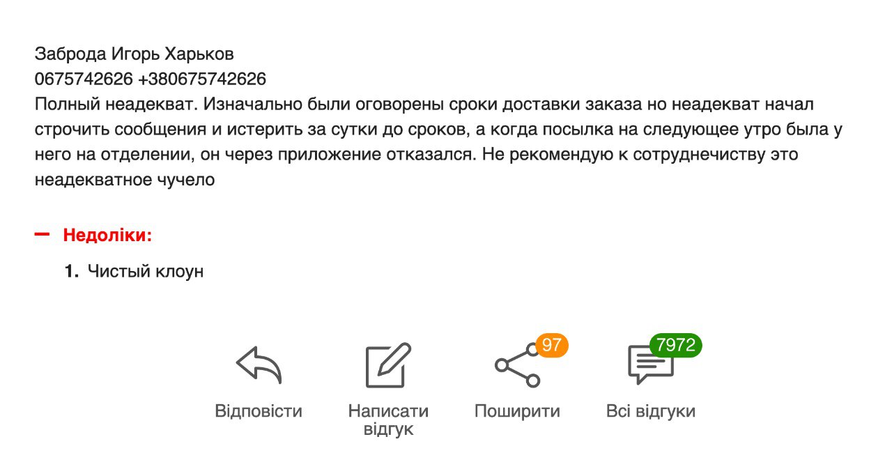 Ілюстрація до публікації «Щось офіцера поліції Харкова Ігоря Заброду не дуже полюбляють в інтернетах, кажуть - клоун.»
