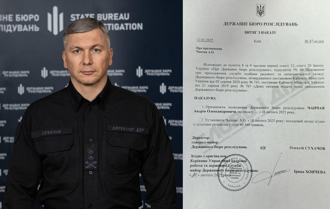 Ілюстрація до публікації «Директор ДБР Олексій Сухачов звільнив заступника начальника управління Центрального апарату Андрія Чапчая, оскільки набрало законної сили рішення про цивільну конфіскацію його…»