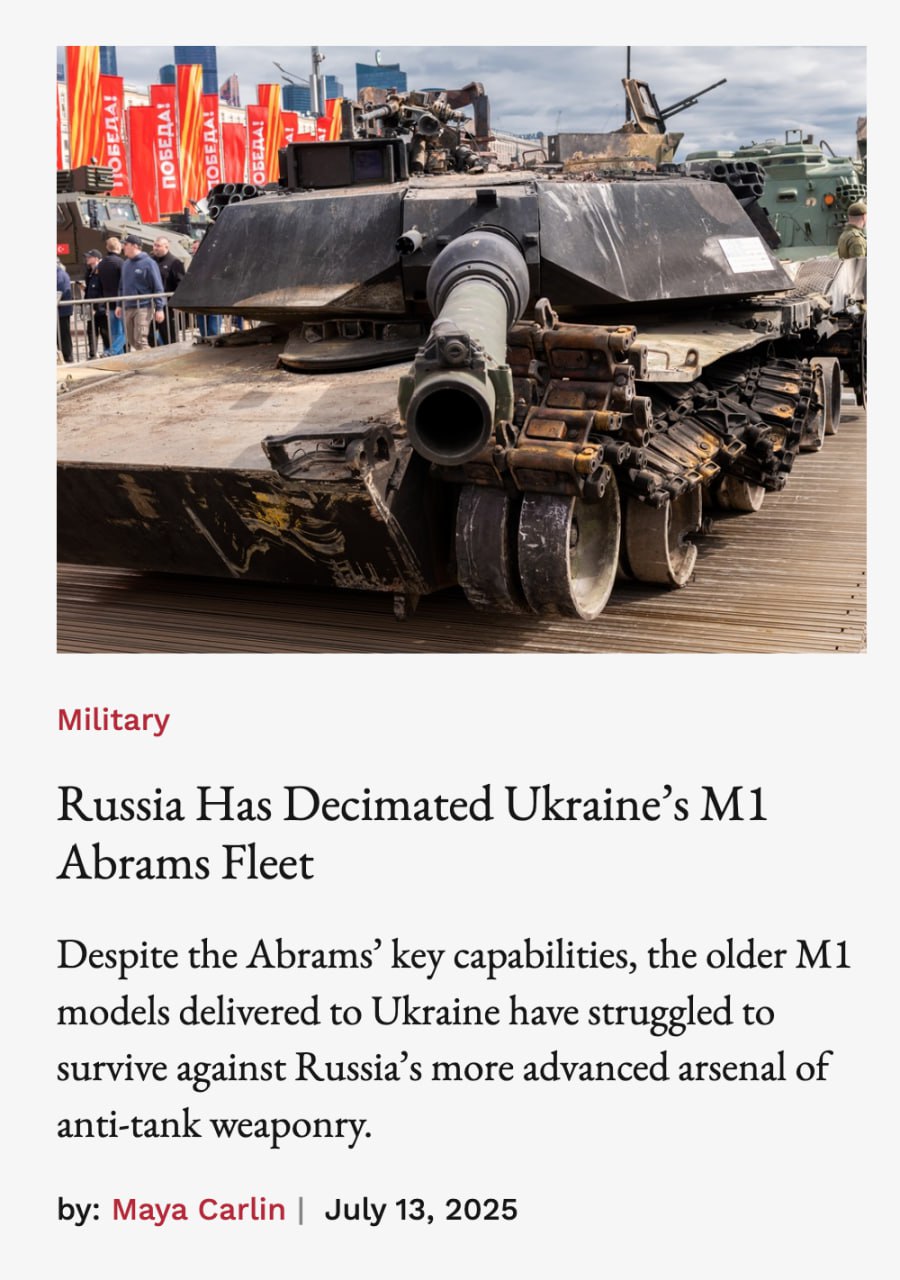 Ілюстрація до публікації «Американські дегенерати-журналісти з The National Interest написали матеріал, що Україна втратила 87% танків M1 Abrams»